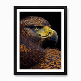 Golden Eagle Pointillism Bird Art Print