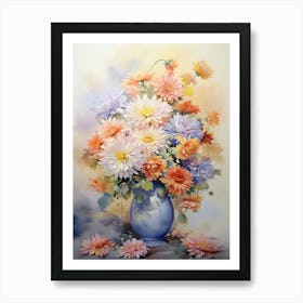 Floral Harmony: Chrysanthemum Vase Poster Art Print