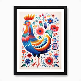 Scandinavian Bird Illustration Rooster 3 Art Print