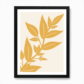 Leaves Mustard Yellow And Cream White Botanical Affiche