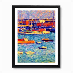 Port Of Long Beach United States Brushwork Painting harbour Art Print