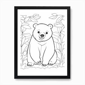 Line Art Jungle Animal Sun Bear 3 Art Print