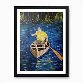 Rowing In The Style Of Van Gogh1 Art Print