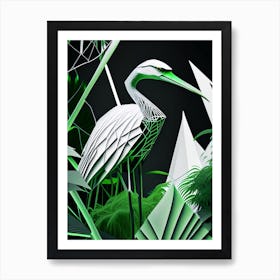 Pacific Reef Heron Polygonal Wireframe 1 Art Print