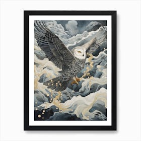 Snowy Owl 2 Gold Detail Painting Art Print