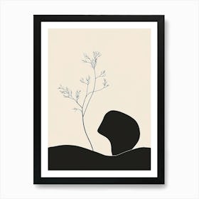 Tree And A Rock Art Print