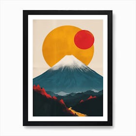 Japandi Cubist Fusion: Mt Fuji 1 Art Print