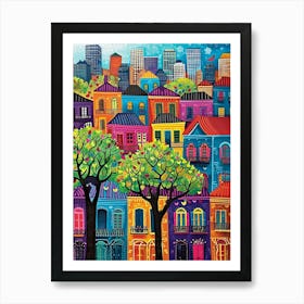 Kitsch Colourful New Orleans 3 Art Print