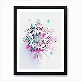 Intricate, Snowflakes, Minimal Line Drawing 1 Art Print