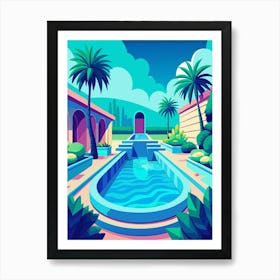 Pool And Palm Trees art print Art Print