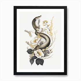 Smooth Earth Snake Gold And Black Art Print