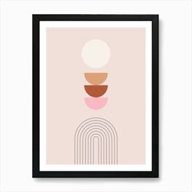 Mid Century Modern | 08 - Sun And Rainbow Blush Pink Art Print