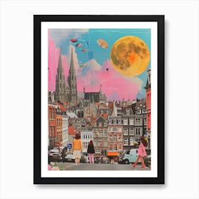 Belgium   Retro Collage Style 3 Art Print