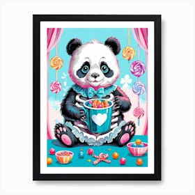 Cute Skeleton Panda Halloween Painting (13) Art Print