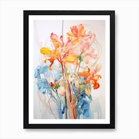 Abstract Flower Painting Honeysuckle 1 Art Print