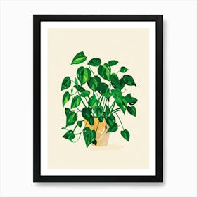 Pothos Plant Minimalist Illustration 8 Art Print