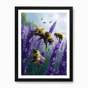 Carpenter Bee Realism Illustration 20 Art Print