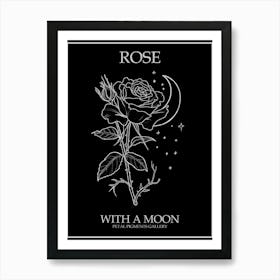 Rose With A Moon Line Drawing 1 Poster Inverted Art Print