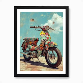 Vintage Colorful Scooter 33 Art Print