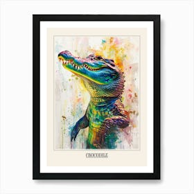 Crocodile Colourful Watercolour 4 Poster Art Print