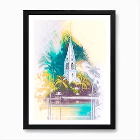 Saint Lucia Watercolour Pastel Tropical Destination Art Print