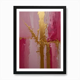 Pink And Gold Abstract Painting 1 Art Print