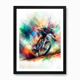 Mountain Biker Painting Art Print