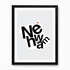 Newham Type Map Art Print