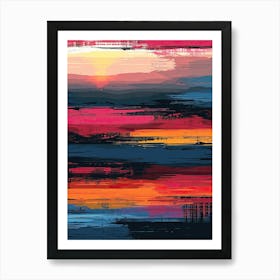 Abstract Sunset | Pixel Minimalism Art Series Art Print