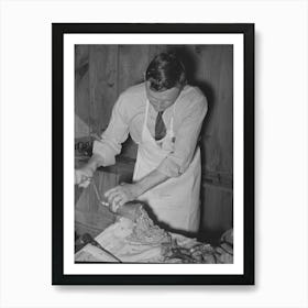 Fsa (Farm Security Administration) Supervisor Making Sausage During A Meat Cutting Demonstration Before Fs Art Print