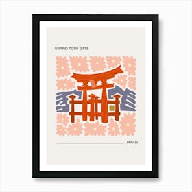 Grand Torii Gate   Japan, Warm Colours Illustration Travel Poster 2 Art Print