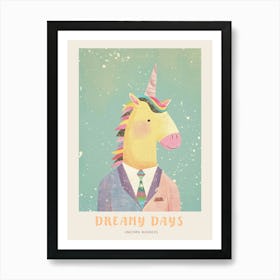 Pastel Unicorn In A Suit 1 Poster Art Print