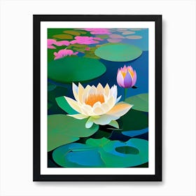 Blooming Lotus Flower In Pond Fauvism Matisse 5 Art Print