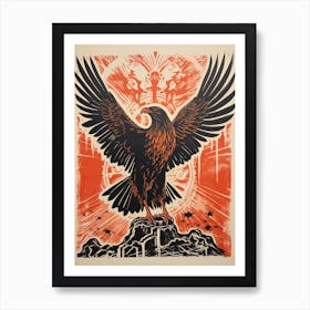 Eagle, Woodblock Animal  Drawing 1 Art Print