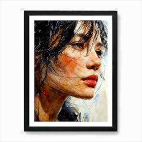 Portrait woman face painting Art Print