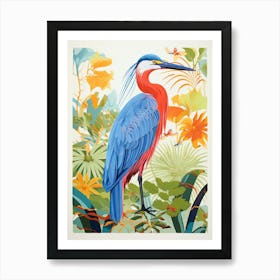 Colourful Bird Painting Great Blue Heron 3 Art Print