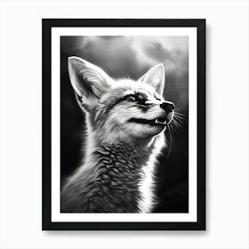 Bengal Fox Portrait Pencil Drawing 6 Art Print