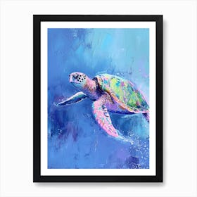 Impasto Pastel Sea Turtle Painting 2 Art Print