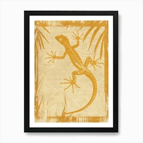 Dark Yellow Day Gecko Block Print 2 Art Print