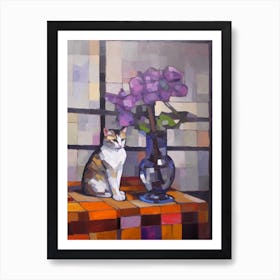 Lilac With A Cat 3 De Stijl Style Mondrian Art Print