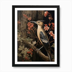 Dark And Moody Botanical Woodpecker 3 Art Print