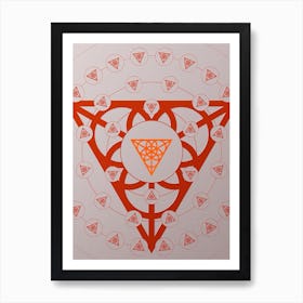 Geometric Abstract Glyph Circle Array in Tomato Red n.0040 Art Print
