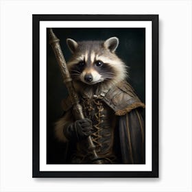 Vintage Portrait Of A Bahamian Raccoon Dressed As A Knight 1 Art Print