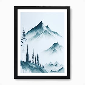 Mountain And Forest In Minimalist Watercolor Vertical Composition 319 Art Print