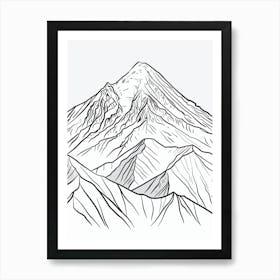 Mount Elbrus Russia Line Drawing 5 Art Print