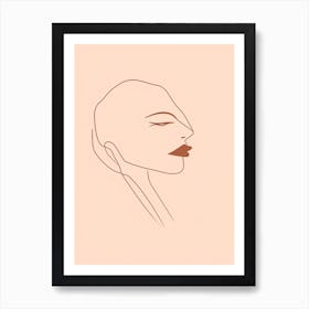 Line Art Woman Body Portrait Orange 3 Art Print