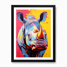 Rhino Pop Art Yellow Blue Pink 1 Art Print