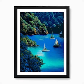 The Mergui Archipelago Thailand Pointillism Style Tropical Destination Art Print