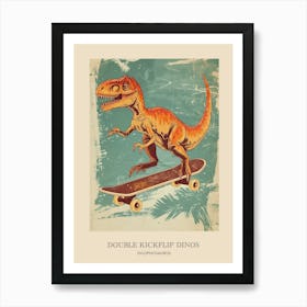 Dilophosaurus Vintage Dinosaur Poster 2 Art Print