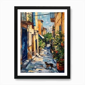 Painting Of Athens Greece With A Cat In The Style Of Impressionism 2 Art Print